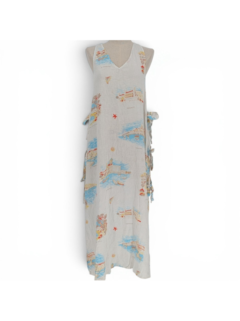 Calypso St Barth Vintage Coast Linen Blend Maxi Cover Up Dress L French Riviera
